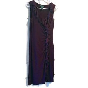 Ralph Lauren Dark Purple Fitted Ruffled Dress